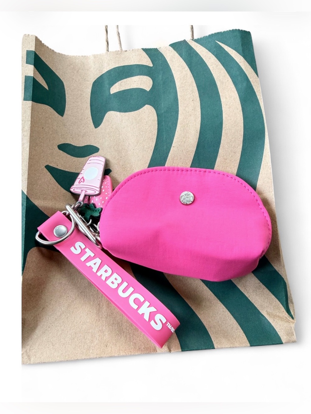 Starbucks Pink Strawberry Charm and Coin Pouch - Picture 2 of 3